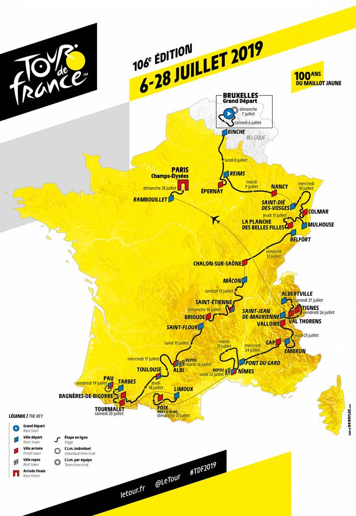 Belfort - Carte tour de france 2019